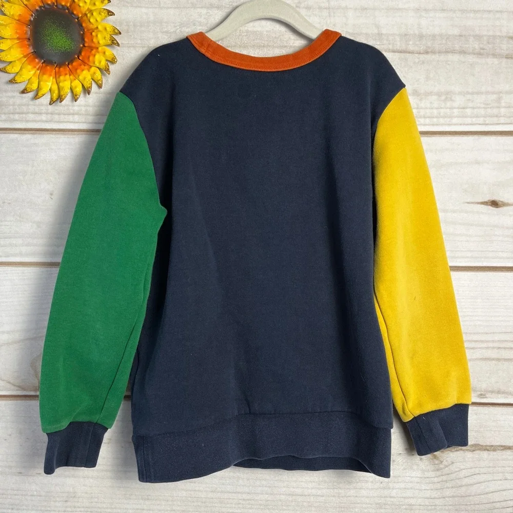 Kids Ralph Lauren Crewneck Sweatshirt Colorblock Navy Yellow‎ Green Boys 7